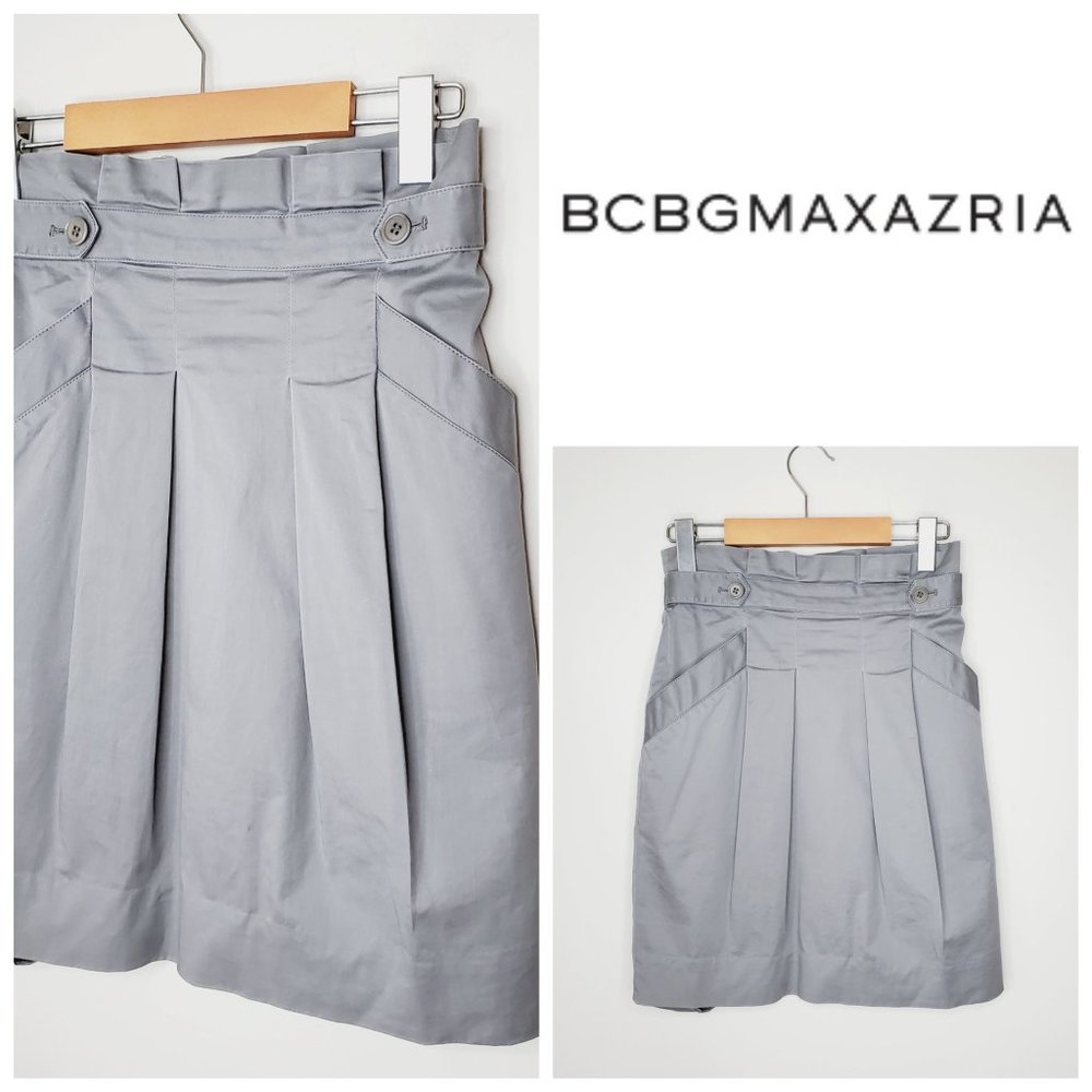 BCBG Grey Cotton Paperbag Skirt